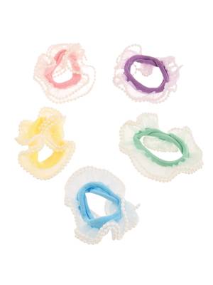 Multicolor pearl lace hair rubberband(set of 5) 2