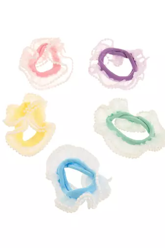 Multicolor pearl lace hair rubberband(set of 5)