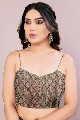 Dusty black chiffon solid abstract print printed saree with unstitched blouse piece 5