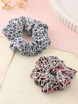 Stain crochet hair rubberband scrunchies(set of 2) 1
