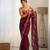 Maroon multy thread,sequance embroidery work georgette saree with blouse piece