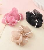 Pearl organza hair scrunchies ( set of 3)