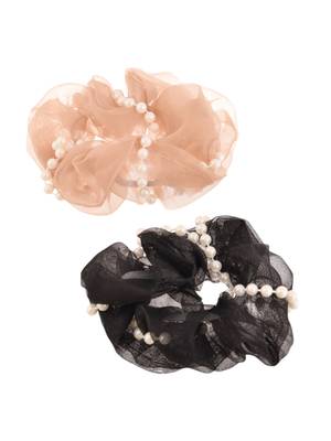 Pearl organza hair scrunchies ( set of 3) 3