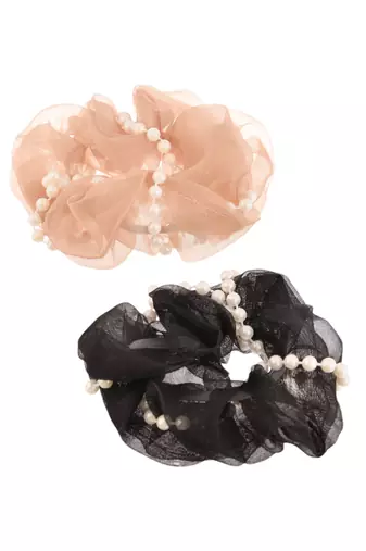 Pearl organza hair scrunchies ( set of 3)