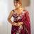Maroon multy thread,sequance embroidery work georgette saree with blouse piece
