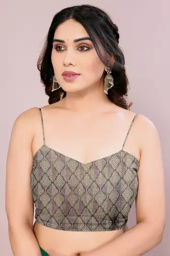 Green chiffon solid abstract print printed saree with unstitched blouse piece