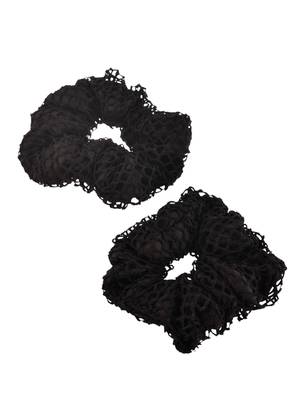 2 black satin crochet scrunchies 2