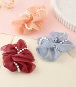 Pearl organza hair scrunchies ( set of 3)