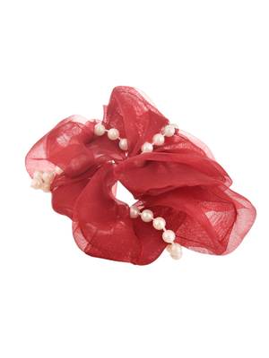 Pearl organza hair scrunchies ( set of 3) 3