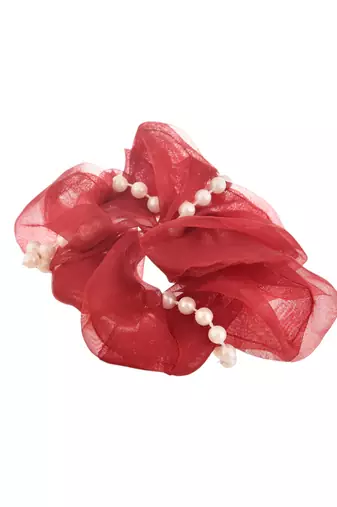Pearl organza hair scrunchies ( set of 3)