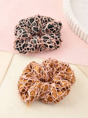 Set of 2 satin crochet scrunchies 1