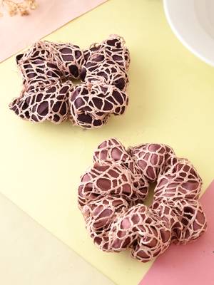Set of 2 satin crochet scrunchies 1