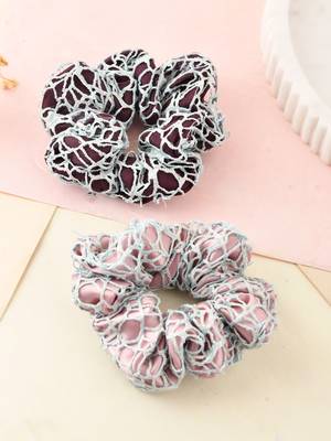 Set of 2 satin crochet scrunchies 1