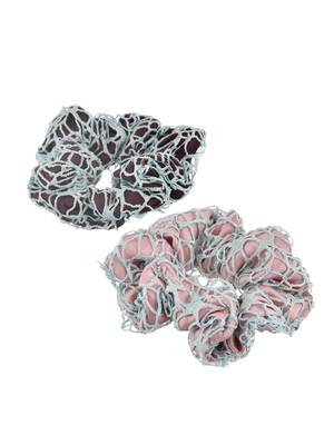Set of 2 satin crochet scrunchies 2