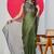 Green chiffon solid abstract print printed saree with unstitched blouse piece
