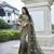 Grey heavy embroidery,mirror,stone work tissue silk saree with blouse piece