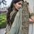 Grey heavy embroidery,mirror,stone work tissue silk saree with blouse piece