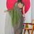 Green chiffon solid abstract print printed saree with unstitched blouse piece