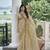 Beige heavy embroidery,mirror,stone work tissue silk saree with blouse piece