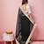 Black  embroidery work border,blouse organza saree with blouse piece