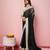 Black  embroidery work border,blouse organza saree with blouse piece