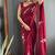 Maroon designer hand printed faux georgette saree with blouse piece