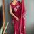 Maroon designer hand printed faux georgette saree with blouse piece