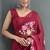 Maroon designer hand printed faux georgette saree with blouse piece