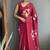 Maroon designer hand printed faux georgette saree with blouse piece