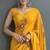 Mustard designer hand printed faux georgette saree with blouse piece