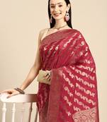designer red silk saree