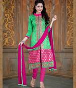 Green Glass Cotton Straight Fit Salwar Suit