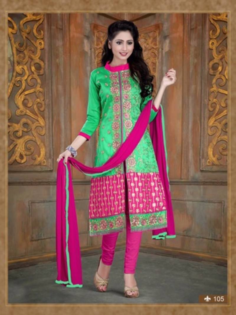Green Glass Cotton Straight Fit Salwar Suit