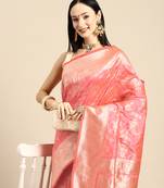 designer pink silk saree