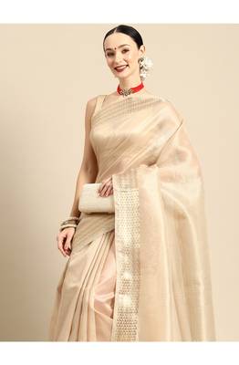designer off-white organza saree 1