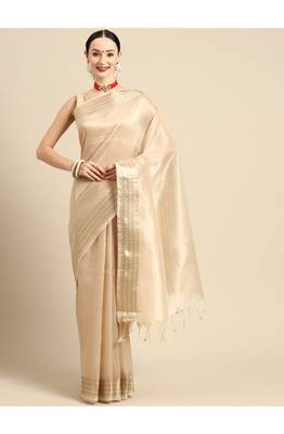 designer off-white organza saree 2