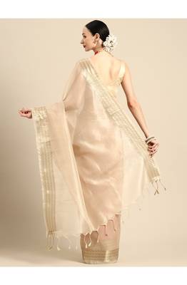 designer off-white organza saree 3
