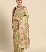 designer green silk saree