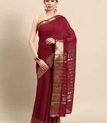 designer red cotton blend saree