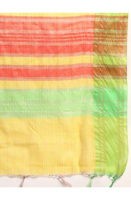 designer yellow linen blend saree 4