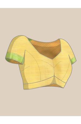 designer yellow linen blend saree 5