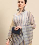 designer grey linen blend saree