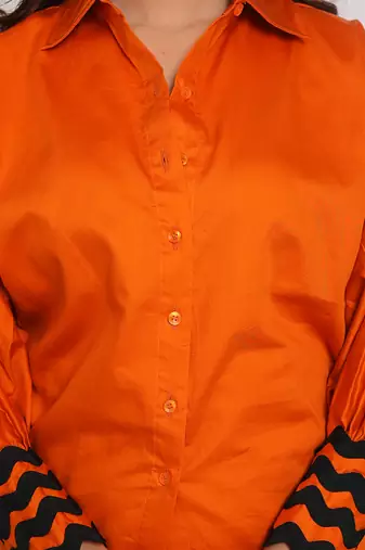 Rust orange summer relaxed collared 100% cotton shirt