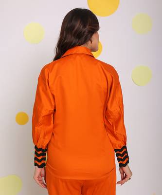 Rust orange summer relaxed collared 100% cotton shirt 6