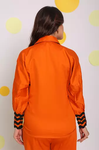 Rust orange summer relaxed collared 100% cotton shirt