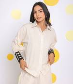 Off white summer relaxed collared linen shirt