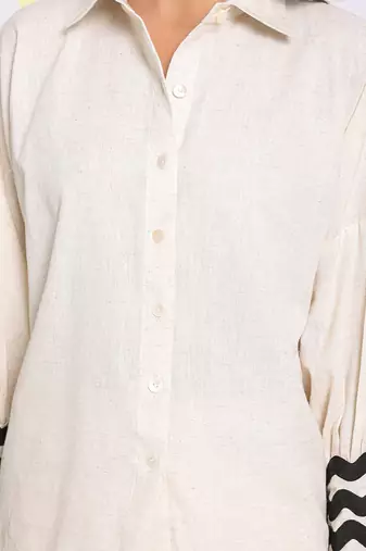 Off white summer relaxed collared linen shirt
