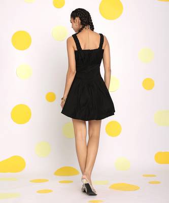 Little black corset fitted short mini dress 6