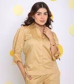 Beige summer relaxed collared everyday wear shirt