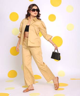 Beige summer relaxed collared everyday wear shirt 3